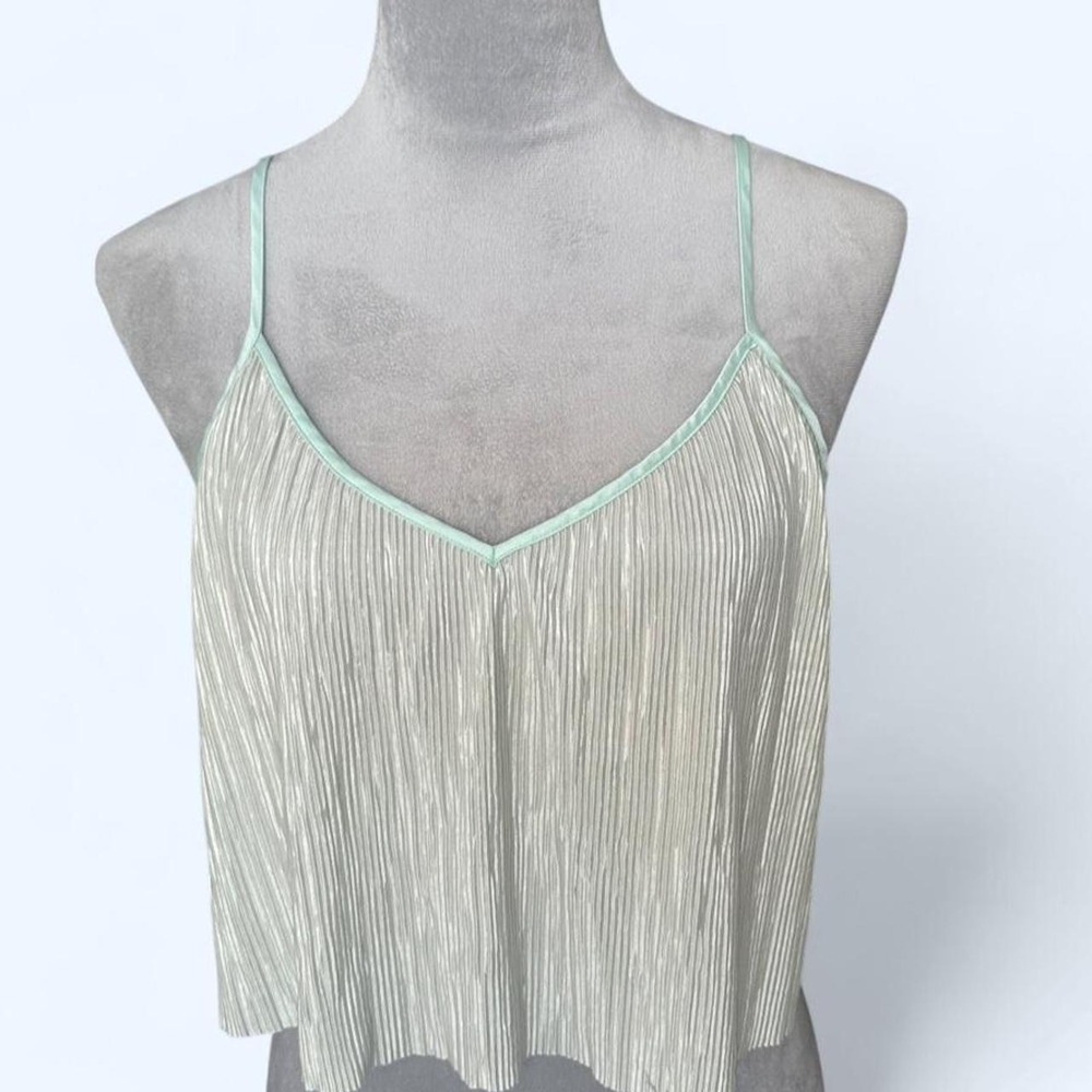 Victoria's Secret Mint Green Accordion Pleated Camisole Tank Top Size L